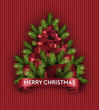 Neşeli Noel ağacı tatil çam, şube köknar vektör poster