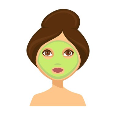 Koyu saçlı olan kadın derisinin üzerinde uygulanan yüz maskesi 