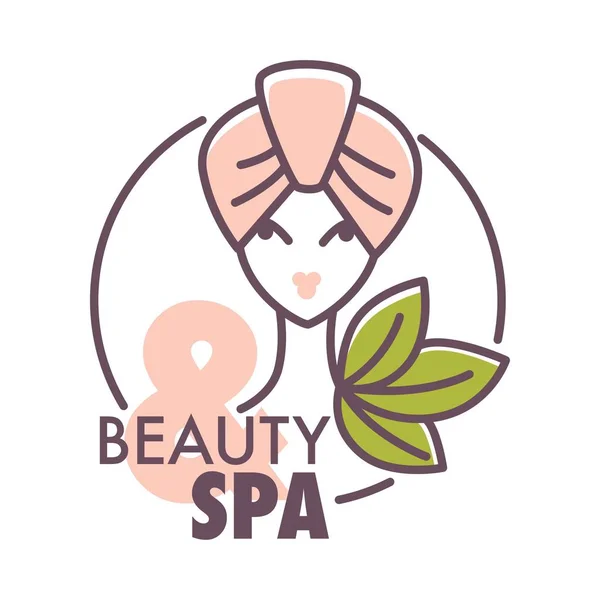 Beauty Spa Woman Washed Hair Towel Vector Icon — Stock Vector