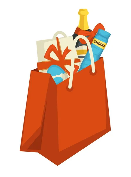 Christmas Holiday Celebration Xmas Presents Set Bags — Stock Vector