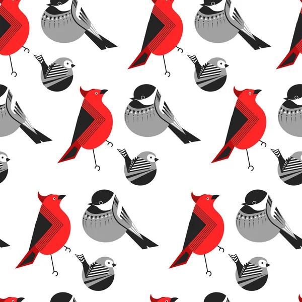 Pájaro Diferentes Tipos Animales Pinzón Patrón Sin Costura — Archivo Imágenes Vectoriales