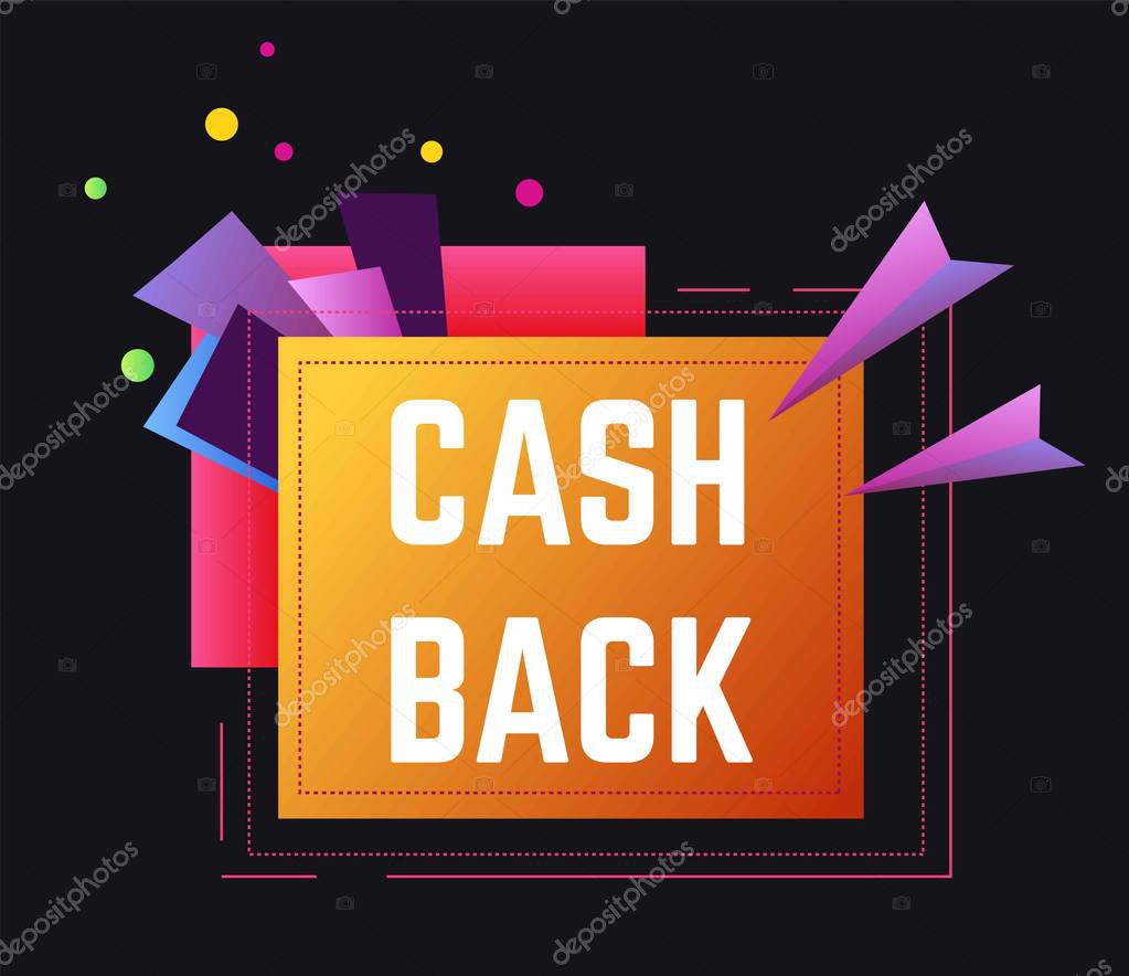 Cash back sign, financial service to save money logotype