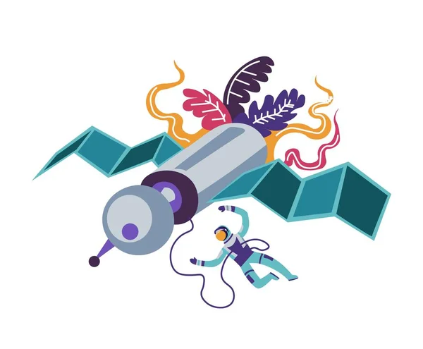 Űrhajós Feltárása Kozmosz Űrkutatás Űrhajós Űrhajó Vektor — Stock Vector