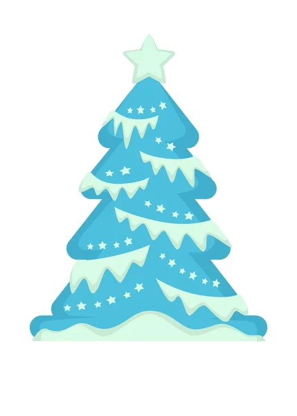 Kerstboom Groenblijvende Pine Versierd Met Slingers Speelgoed Vector — Stockvector