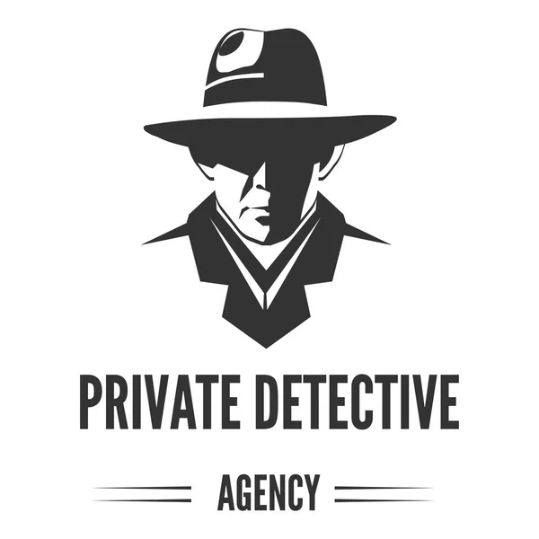 Private Detective Agency Logo Vector Man Hat White Background — Stock Vector