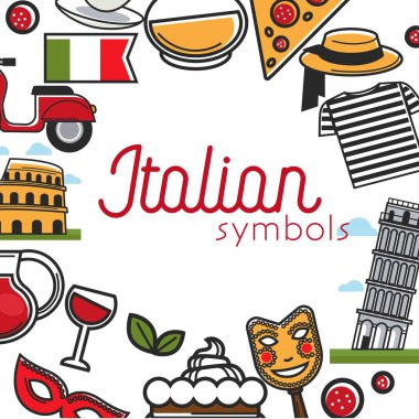 İtalya gezi yerlerinden ve ünlü seyahat konumlar poster.