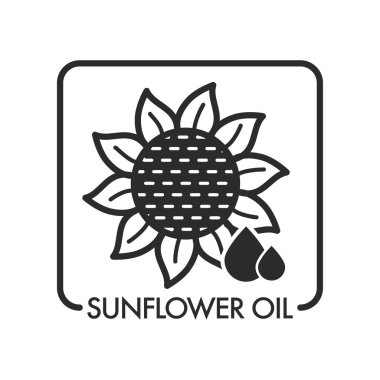 Ayçiçek yağı damla ve beyaz arka plan üzerinde bitki vektör çizim