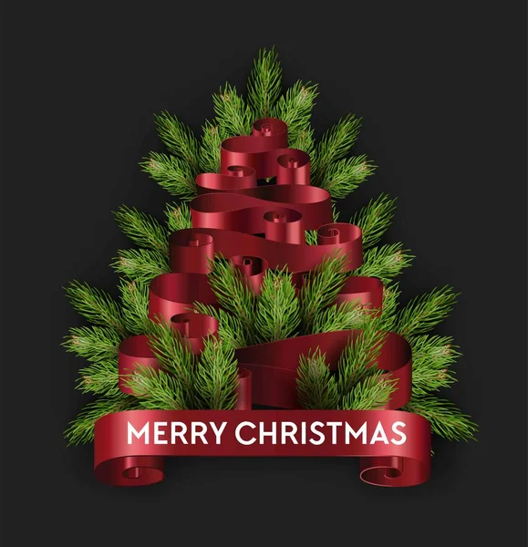 Merry Christmas Tree Helgdagar Furu Vektor — Stock vektor