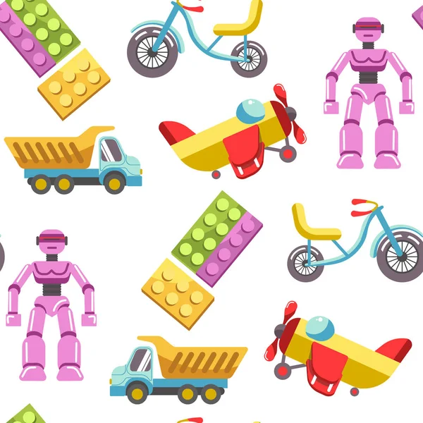 Kid Toys Vector Icons Seamless Pattern — Stock Vector