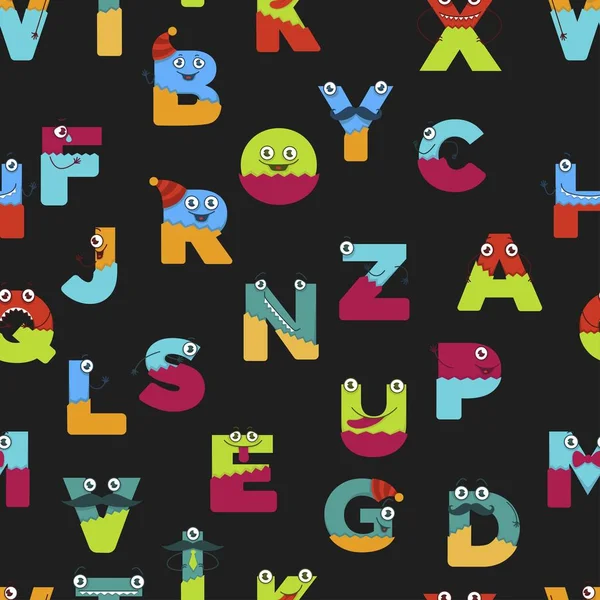 Αστεία Αλφάβητο Της Χαρακτήρες Κινουμένων Σχεδίων Για Παιδιά Σχεδιασμός Χωρίς — Διανυσματικό Αρχείο