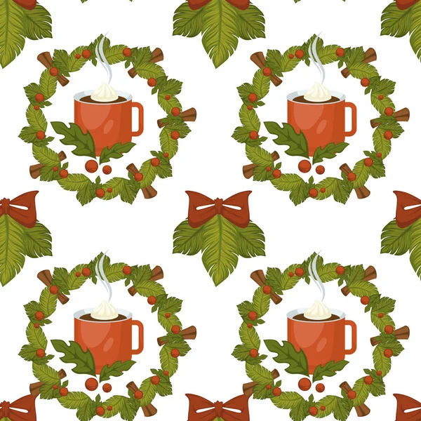 Frohe Weihnachten Kaffee Oder Tee Isoliert Auf Weiß — Stockvektor