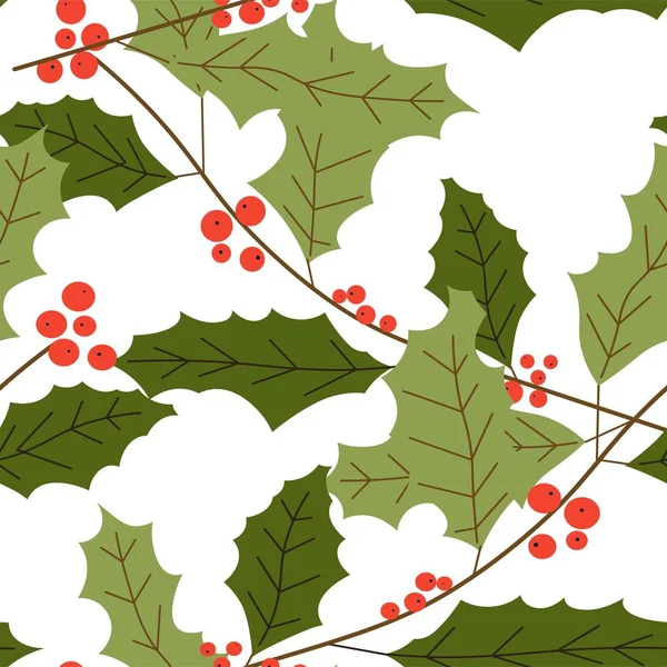 Frohe Weihnachten Symbolische Mistelpflanze Mit Beeren Und Blättern Vektor — Stockvektor