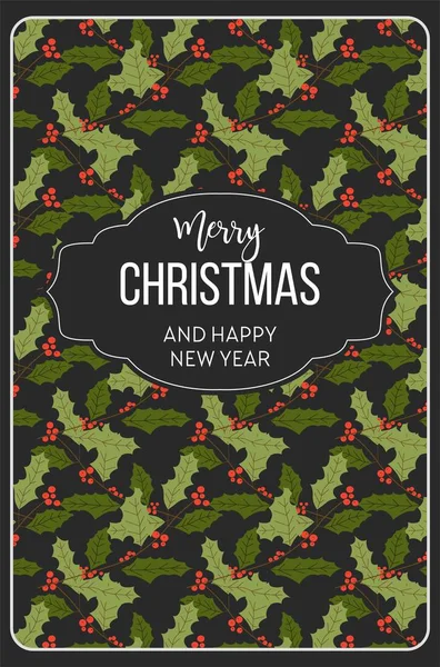 Merry Christmas Mistletoe Seamless Pattern Vector — Stock Vector