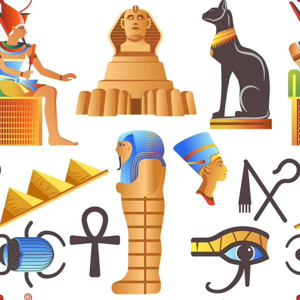 Египет Египетские Мифологические Знаки Бесшовный Фон — стоковый вектор