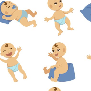 Bebek toddler vektör düz seamless modeli. 