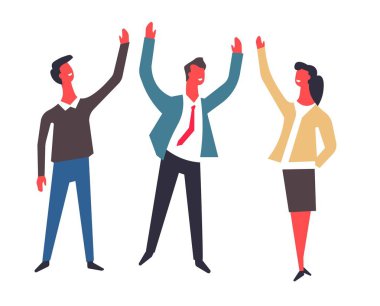 Arkadaşları iyi ruh hali, Şirket, başarısını kutluyor çalışan insanlar vektör.