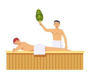 Sauna ve spa prosedürler izole vektör