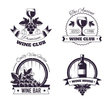 Şarap kulüp evi logo şablonlar veya şarap yapımı bar ayarla. 