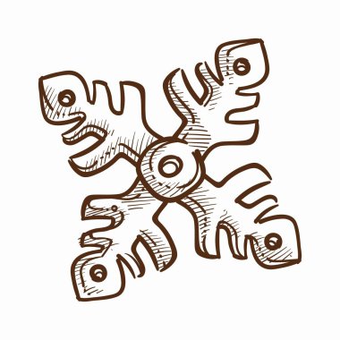 kar tanesi süsleri, vektör tek renkli kroki ile 