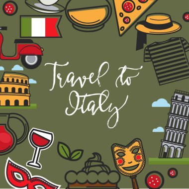 İtalyan semboller ve metin örnek başlık blok poster.