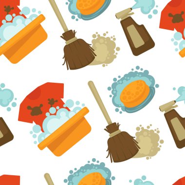 Temizleme Servisi, araçları ve aletleri Dikişsiz desen vektör