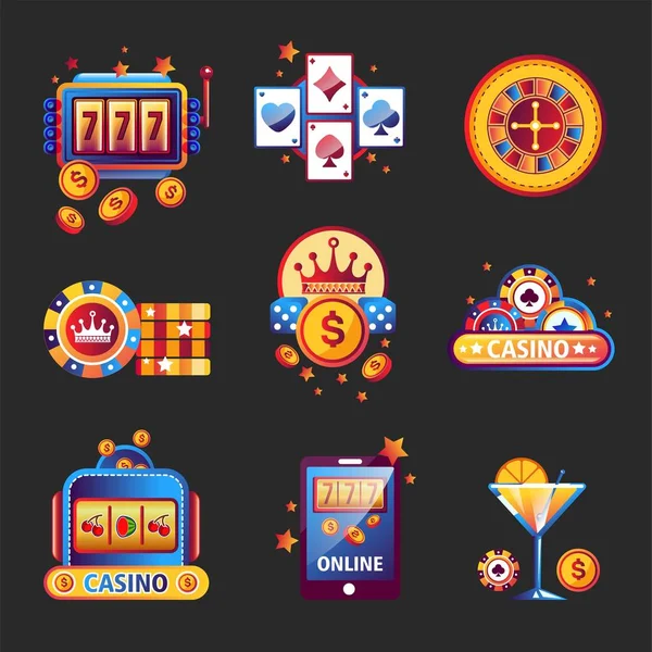 Casino Jeux Poker Logos Modèles Pour Les Jeux Argent Ligne — Image vectorielle