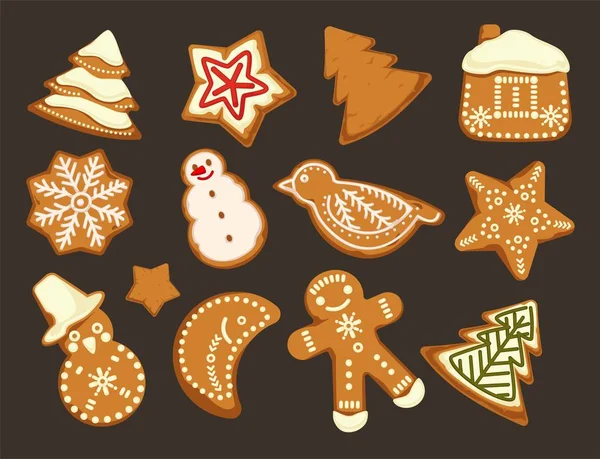 Felices Fiestas Galletas Tradicionales Navidad Vector — Vector de stock