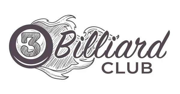 Bilardo Logo Tek Renkli Kroki Anahat Vektör — Stok Vektör