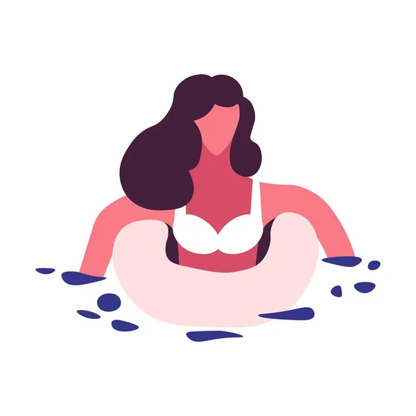游泳妇女使用保存环 — 图库矢量图片