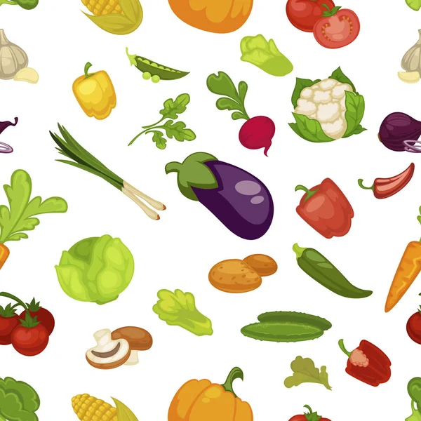 Gemüse Setzt Nahtlosen Mustervektor — Stockvektor
