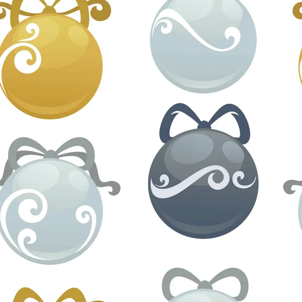 Boules Noël Décorations Vectoriel Motif Sans Couture — Image vectorielle