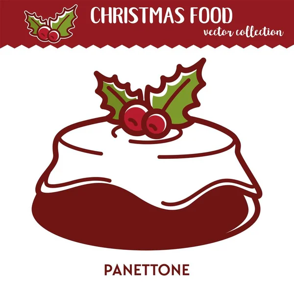 Alimentos Navidad Panettone Con Esmalte Bayas Ilustración Vectorial — Vector de stock