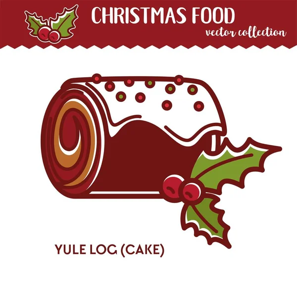 Christmas food dessert with glaze and berries, vector illustration