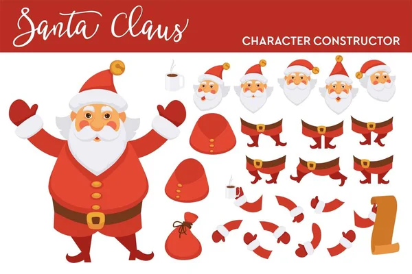 Santa Clause Character Constructor Isolated Cartoon Vector — Stock Vector