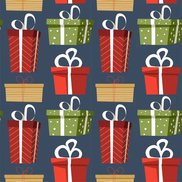 Presents and gifts decorated with wrapping paper and bows, vector