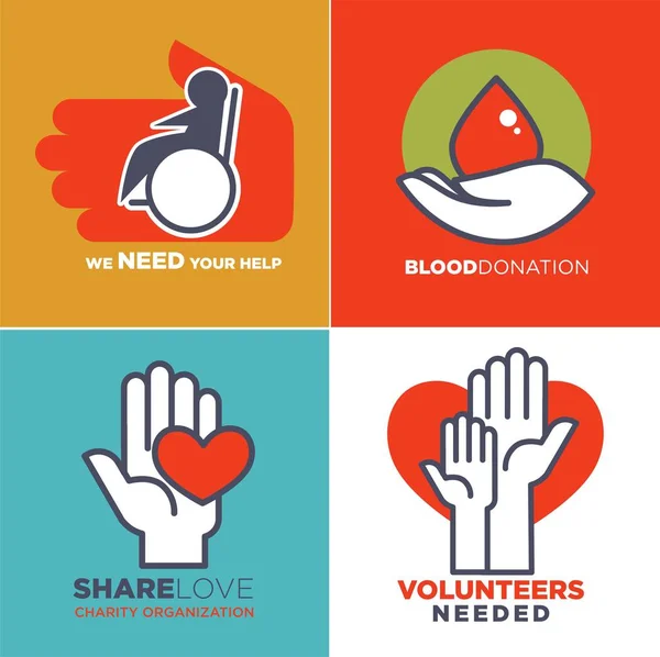 Miłości Krwi Lub Darowizny Lub Wsparcie Medyczne Wolontariatu Wektor — Wektor stockowy