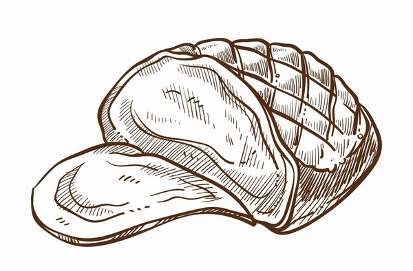 分離アイコンあり伝統的な食品をスライス肉 — ストックベクタ