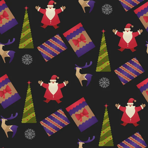 Patrón Sin Costuras Navidad Con Personajes Invierno Aislados Sobre Fondo — Archivo Imágenes Vectoriales