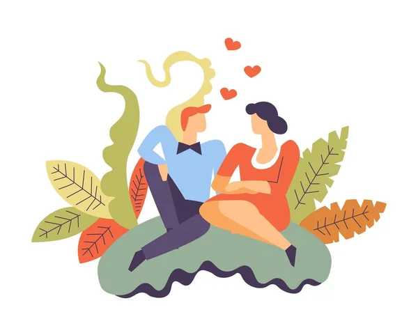 Gente Enamorada Hombre Mujer Sentados Juntos Vector — Vector de stock