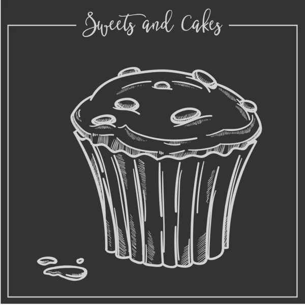 Süßigkeiten Und Kuchen Cupcake Mit Cremigem Deckel Vektor — Stockvektor
