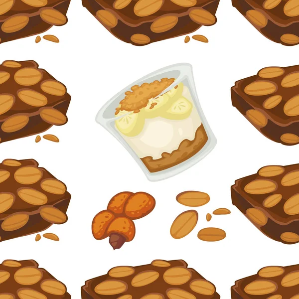 Peanut dishes of food and desserts seamless pattern