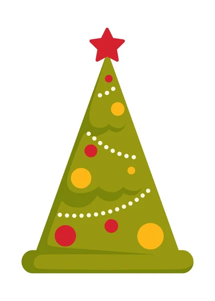 Árbol Navidad Decorado Con Guirnaldas Juguetes Vector — Vector de stock