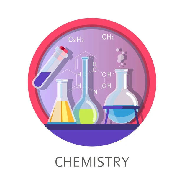 Kémia Fegyelem Tanulságai Vektor Laboratóriumi Kísérletek — Stock Vector