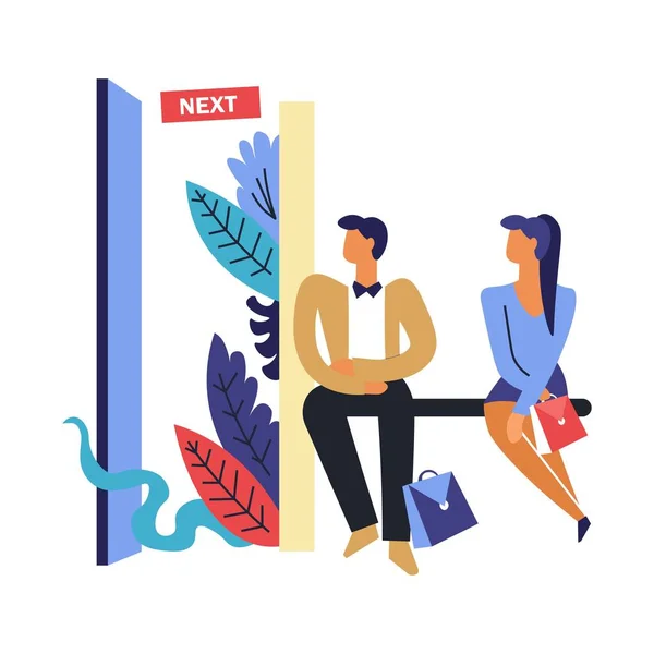 Man Woman Waiting Interview Vector — Stock Vector