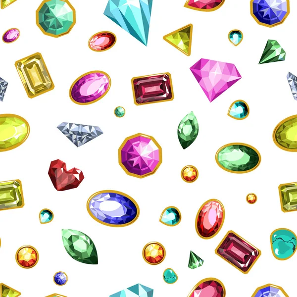 Gems Diamonds Precious Stones Seamless Pattern Vector — Stock Vector