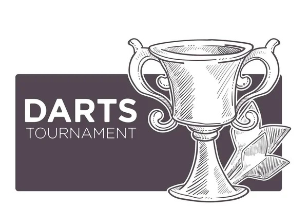 Darts Meisterschaft Turnier Skizze Logo Vektor — Stockvektor