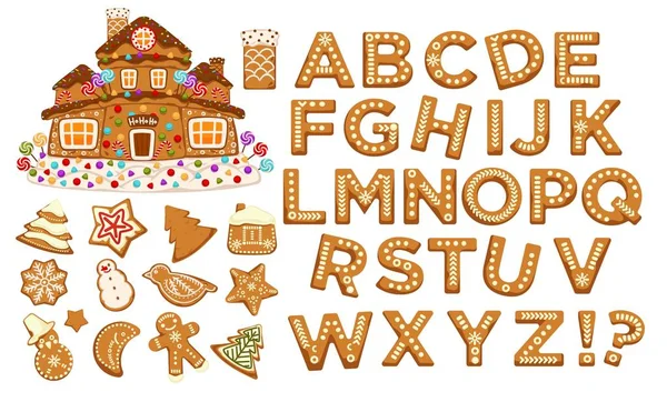 Prettige Feestdagen Kerst Abc Letters Lettertype Grafisch Ontwerp Vector — Stockvector