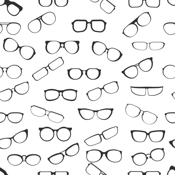 眼镜与各种风格的塑料框架 隔离矢量无缝模式 — 图库矢量图片