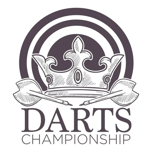 Darts Championship Turniej Szkic Wektor Logo — Wektor stockowy