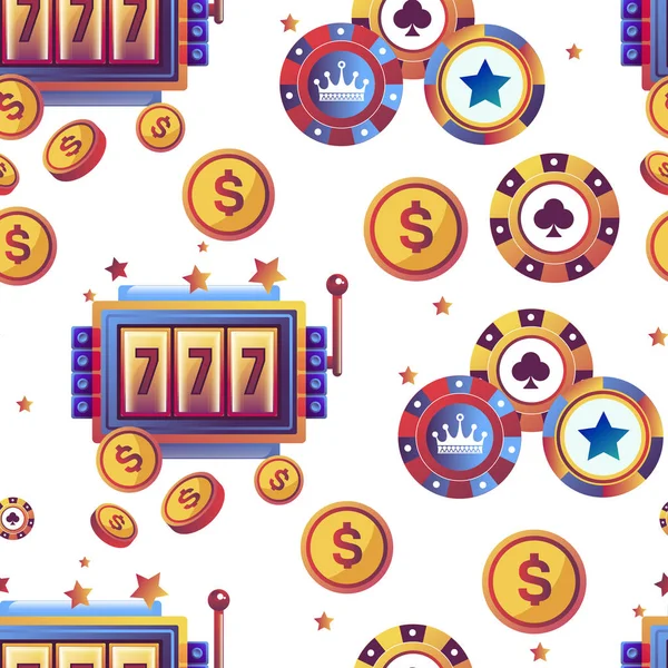 Kasino Hazardní Hry Vzor Bezešvé Mince Dolaru Vektorové — Stockový vektor